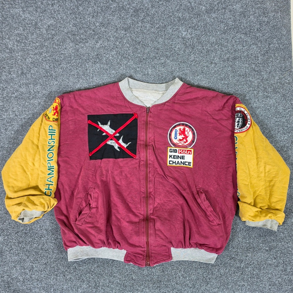1993 Germany DEG Koln Hockey Championship Bomber Jacket Maroon Yellow Men XL 2XL